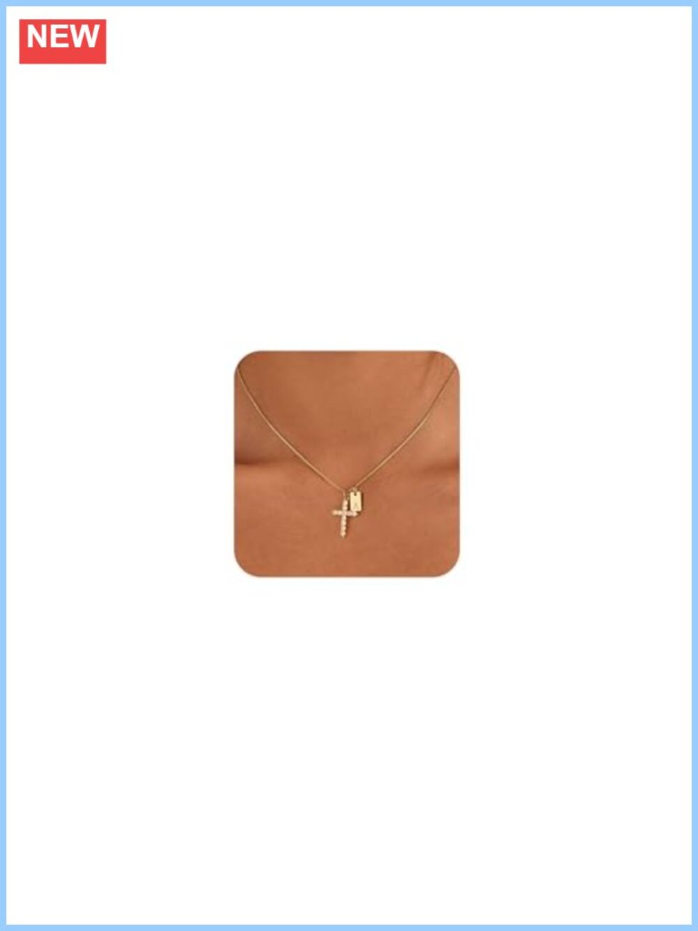 18K Gold Plated Cross Initial Necklace for Women Cubic Zirconia Pendant